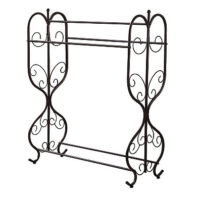 Kings Brand Furniture Freestanding Pewter Metal Towel Rack Stand with 3 Bars