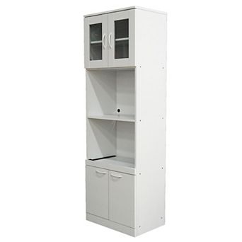 Kings Brand Furniture Danbury Tall Kitchen Pantry, Microwave Storage Cabinet, White