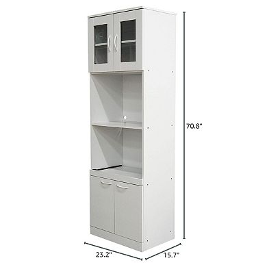 Kings Brand Furniture Danbury Tall Kitchen Pantry, Microwave Storage Cabinet, White