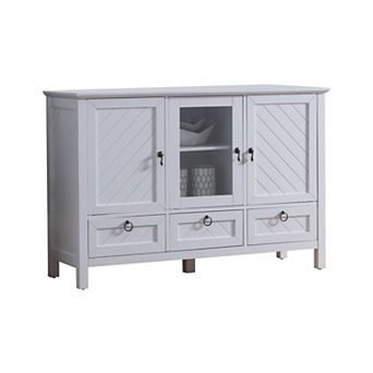 Kings Brand Furniture Evans Sideboard Buffet Console Table Storage Cabinets, White