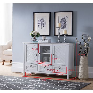 Kings Brand Furniture Evans Sideboard Buffet Console Table Storage Cabinets, White