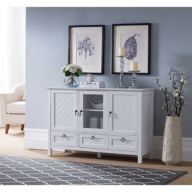 Kings Brand Furniture Evans Sideboard Buffet Console Table Storage Cabinets, White