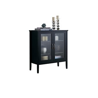 Kings Brand Furniture Lisle 2 Door Accent Storage Cabinet, Black