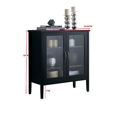 Kings Brand Furniture Lisle 2 Door Accent Storage Cabinet, Black