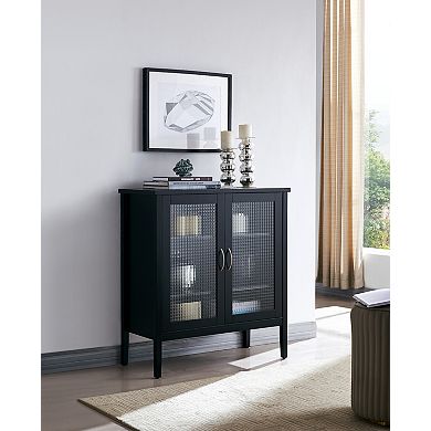 Kings Brand Furniture Lisle 2 Door Accent Storage Cabinet, Black