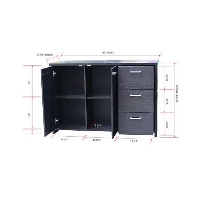 Kings Brand Furniture Lebeau Buffet Storage Cabinet, Oak Chocolate
