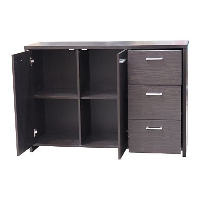 Kings Brand Furniture Lebeau Buffet Storage Cabinet, Oak Chocolate