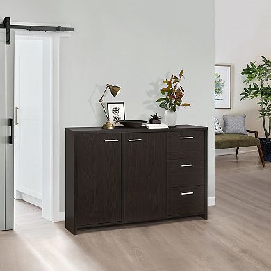 Kings Brand Furniture Lebeau Buffet Storage Cabinet, Oak Chocolate