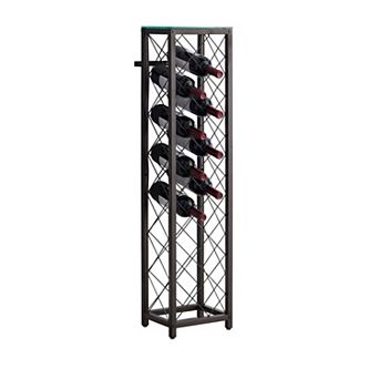 Kings Brand Furniture Narenda Freestanding Floor Wine Rack Storage Tower, Pewter