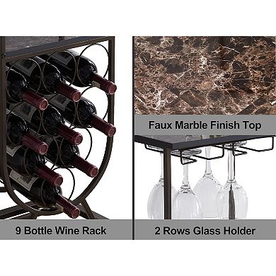 Kings Brand Furniture Freestanding Floor Wine Rack Console Table with Glass Holder, Wine Holder