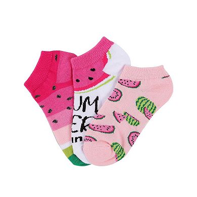 Watermelon No Show Cotton Blend Socks 3-Pack