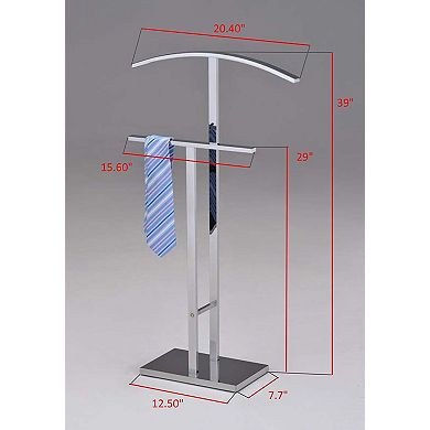 Kings Brand Furniture Dossi Chrome Metal Suit Rack Valet Stand