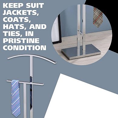 Kings Brand Furniture Dossi Chrome Metal Suit Rack Valet Stand