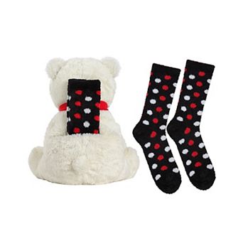 Cozy Buddies Stuffed Bear with Matching Polka Dot Sock