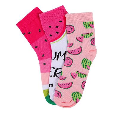 Watermelon Cotton Blend Ankle Socks 3-Pack