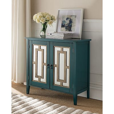 Kings Brand Furniture Ilya 2-Door Accent Cabinet, Antique Blue
