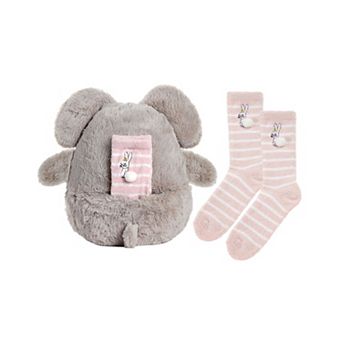 Cozy Buddies Stuffed Bunny with Matching Striped Sock