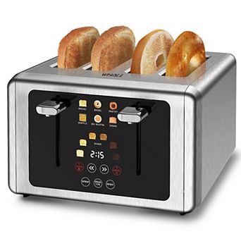 WHALL 4 Slice Toaster, Touchscreen Toasters 4 Slice, Stainless Steel Toaster, Digital Timer