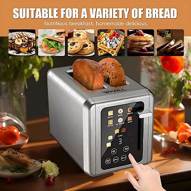 WHALL 2 Slice Toaster, Toasters 2 slice, Smart Bread Toaster, Touchscreen Toaster, Bagel Toasters