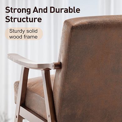 Upholstered Arm Accent Chair with Solid Wood Frame