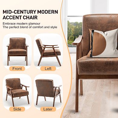 Upholstered Arm Accent Chair with Solid Wood Frame