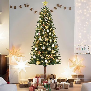 Garvee Slim Pencil Christmas Tree - Pre-Lit Warm White LEDs, Metal Stand