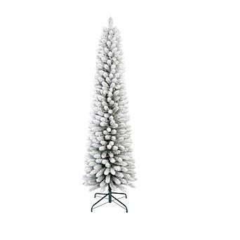 Flocked Pencil Christmas Tree - Skinny Snowy Design for Home/Office