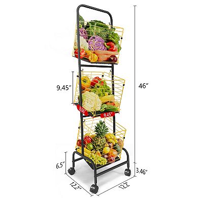 360° Rotating Storage Basket Cart Swing Design, Multi-Room Use