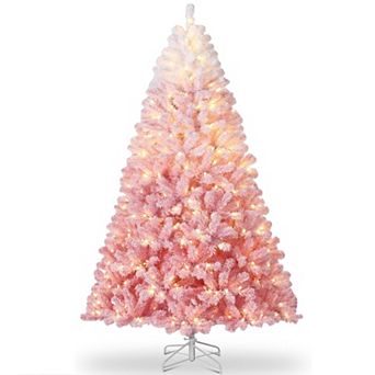 Garvee Pink Frosted Christmas Tree, 100/250/450/800 Warm White LEDs, Metal Stand