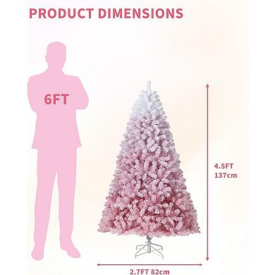 Garvee Pink Frosted Christmas Tree, 100/250/450/800 Warm White LEDs, Metal Stand