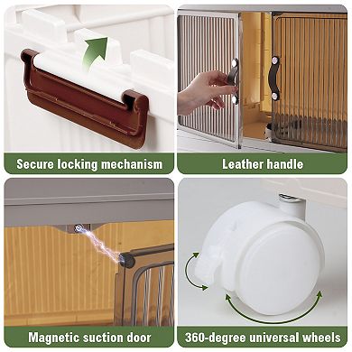 5-Piece Stackable Plastic Storage Boxes with Lids and Wheels