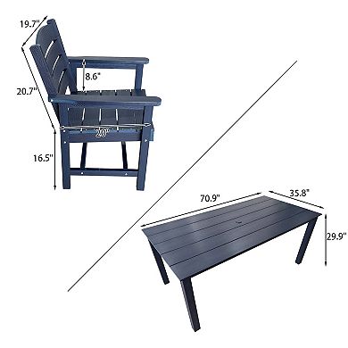 Patio Dining Set, HIPS Outdoor Dining Table and Chairs, with Umbrella Hole, (7 Piece)