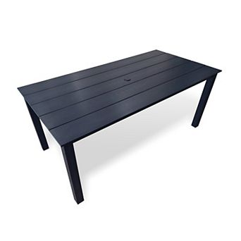 Outdoor Dining Table, HIPS Patio Dining Table with Umbrella Hole, Weather Resistant (1 Piece)