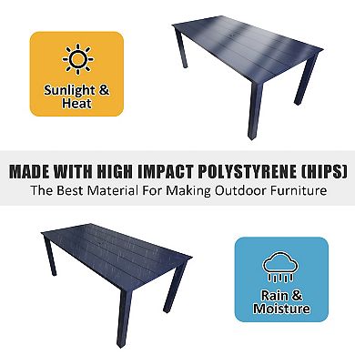 Outdoor Dining Table, HIPS Patio Dining Table with Umbrella Hole, Weather Resistant (1 Piece)