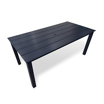 Outdoor Dining Table, HIPS Patio Dining Table with Umbrella Hole, Weather Resistant (1 Piece)