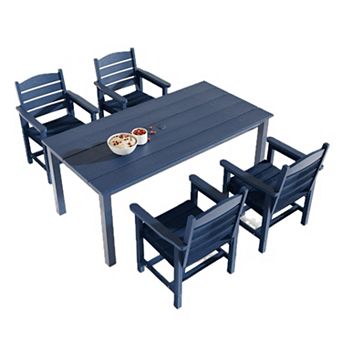 Patio Dining Set, HIPS Outdoor Dining Table and Chairs, Weather Resistant (5 Piece)