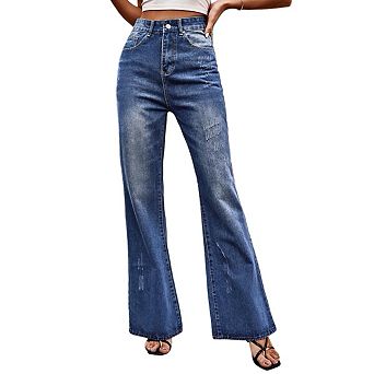 Womens Jeans High Waisted Wide Leg Baggy Jean for Women Stretch Denim Pants