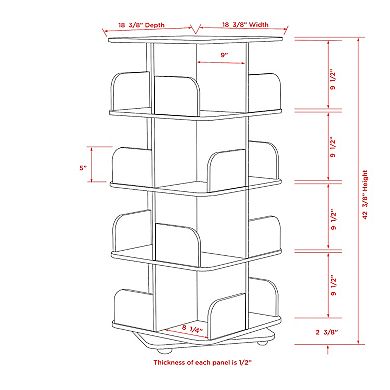Kings Brand Furniture 4-Tier Revolving Bookcase Bookshelf, Media Storage Cabinet