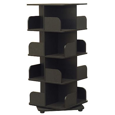 Kings Brand Furniture 4-Tier Revolving Bookcase Bookshelf, Media Storage Cabinet