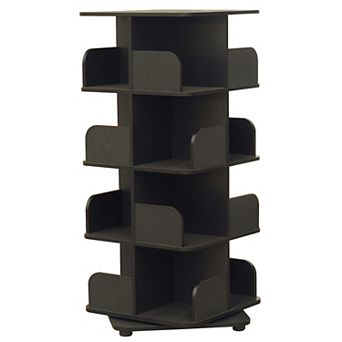 Kings Brand Furniture 4 tier Revolving Bookcase Bookshelf, Media Storage Cabinet