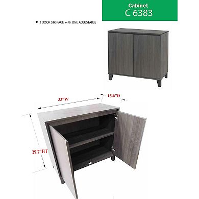 Kings Brand Furniture Carmelo 2-Door Accent Cabinet, Oak Gray