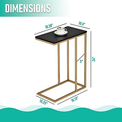 Kings Brand Furniture C-Shaped End Table Side Table for Sofa and Bed Couch Table TV Tray
