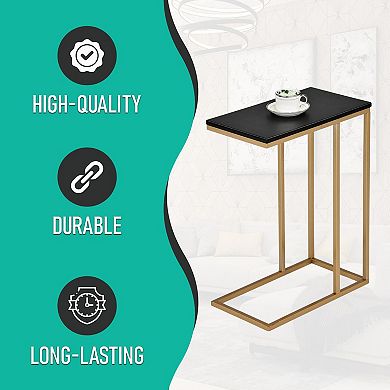 Kings Brand Furniture C-Shaped End Table Side Table for Sofa and Bed Couch Table TV Tray