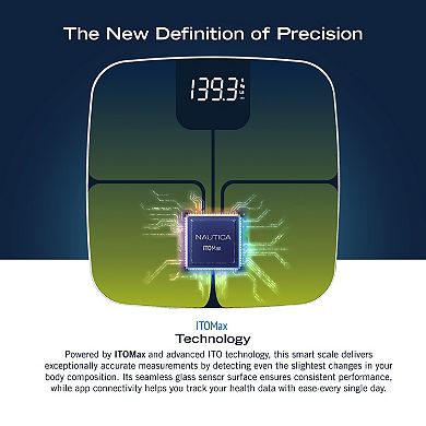 Nautica Smart Body Scale, Bluetooth BMI Body Fat Muscle Tracking with Smartphone App, 440 lbs