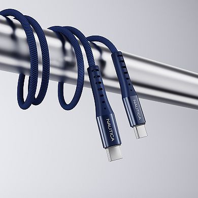 Nautica Urban CB510 USB-C to USB-C Cable with LED Light Fast Charger 4FT Navy for iPhone & More