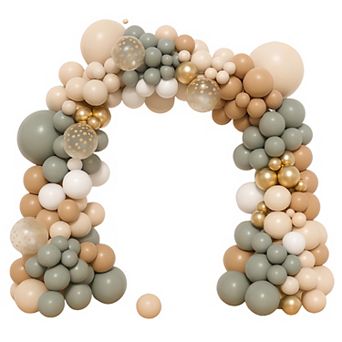 Dusty Green Nude Arch Kit Blush, Cream, Brown & Confetti Balloons 173 pc For Wedding Or Shower