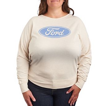 Plus Size Ford Distressed Logo French Terry Long Sleeve Tee