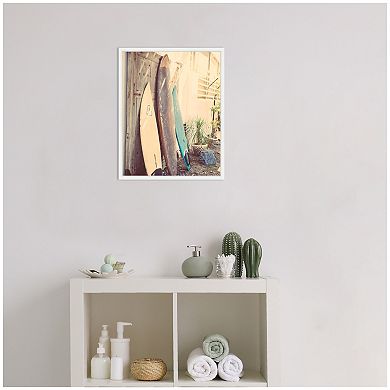 Sylvie Vintage Retro Beach Surfboards Framed Canvas by Saint and Sailor Studios