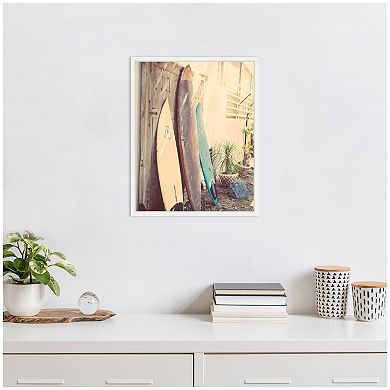 Sylvie Vintage Retro Beach Surfboards Framed Canvas by Saint and Sailor Studios