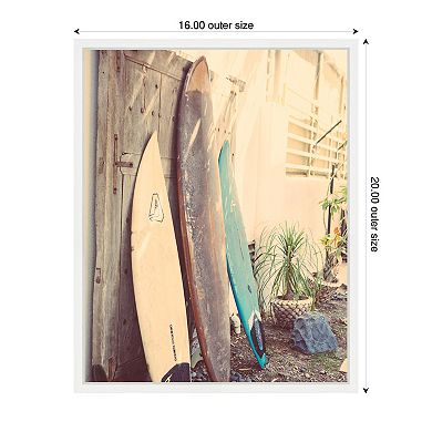 Sylvie Vintage Retro Beach Surfboards Framed Canvas by Saint and Sailor Studios